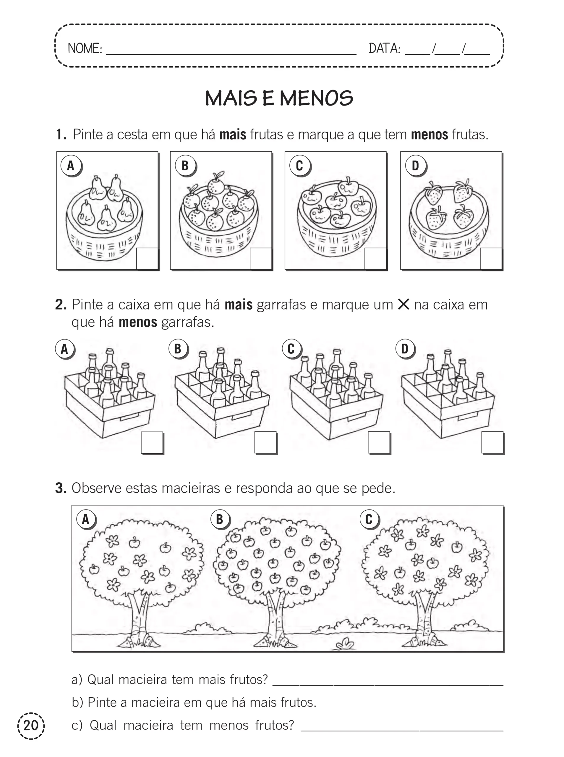 atividade sobre maior e menor