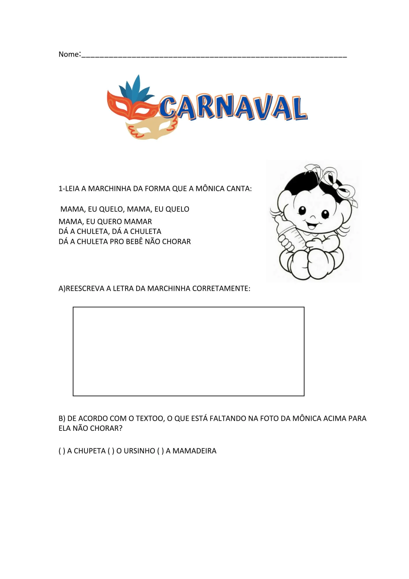 Atividades para comemorar o carnaval 5 Atividades para comemorar o carnaval