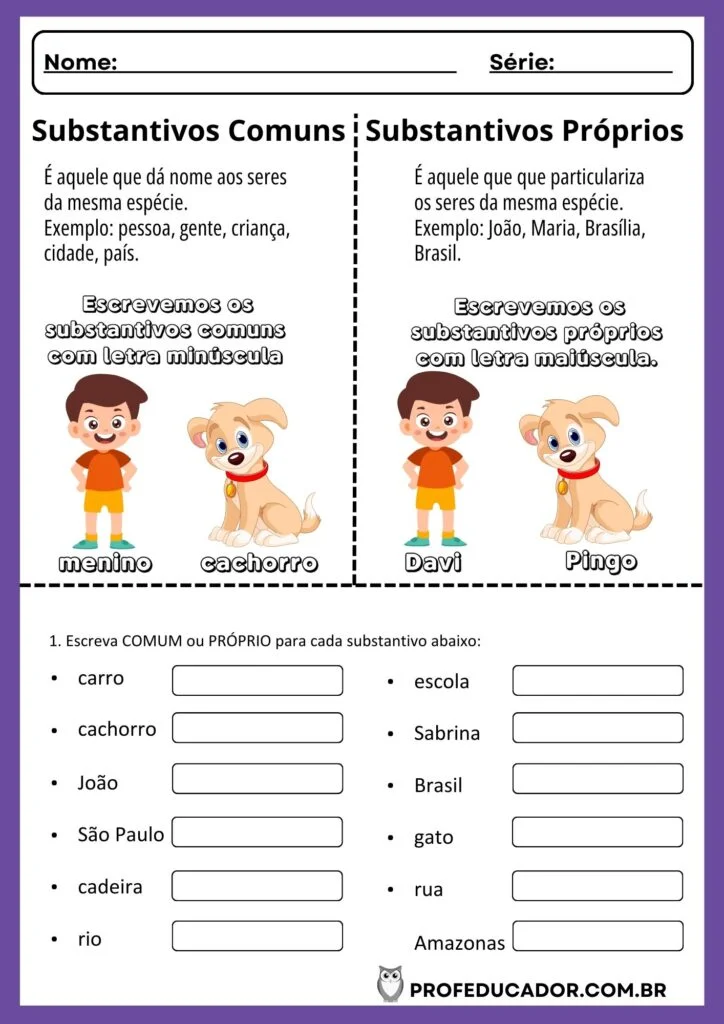 Entendendo Substantivos Comuns e Próprios: Guia Prático 7 3 2